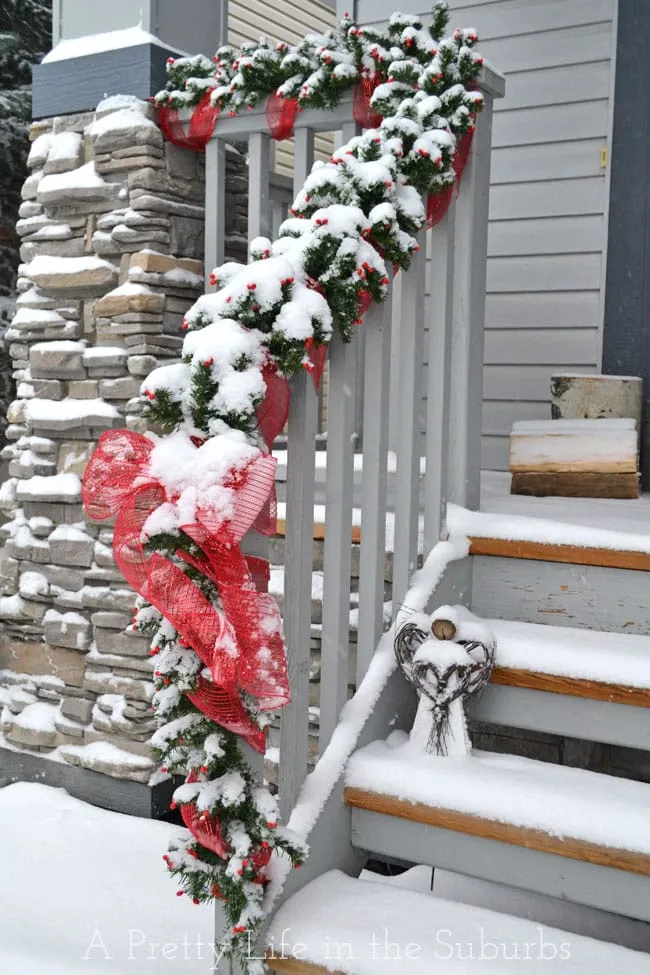 Wintery Red and Silver Front Porch - A Pretty Life In The Suburbs