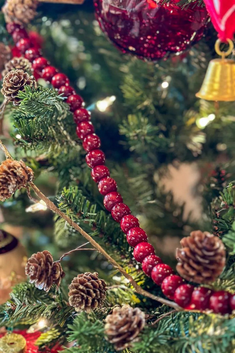 Wood Bead Garland 9' Burgundy – Chalet