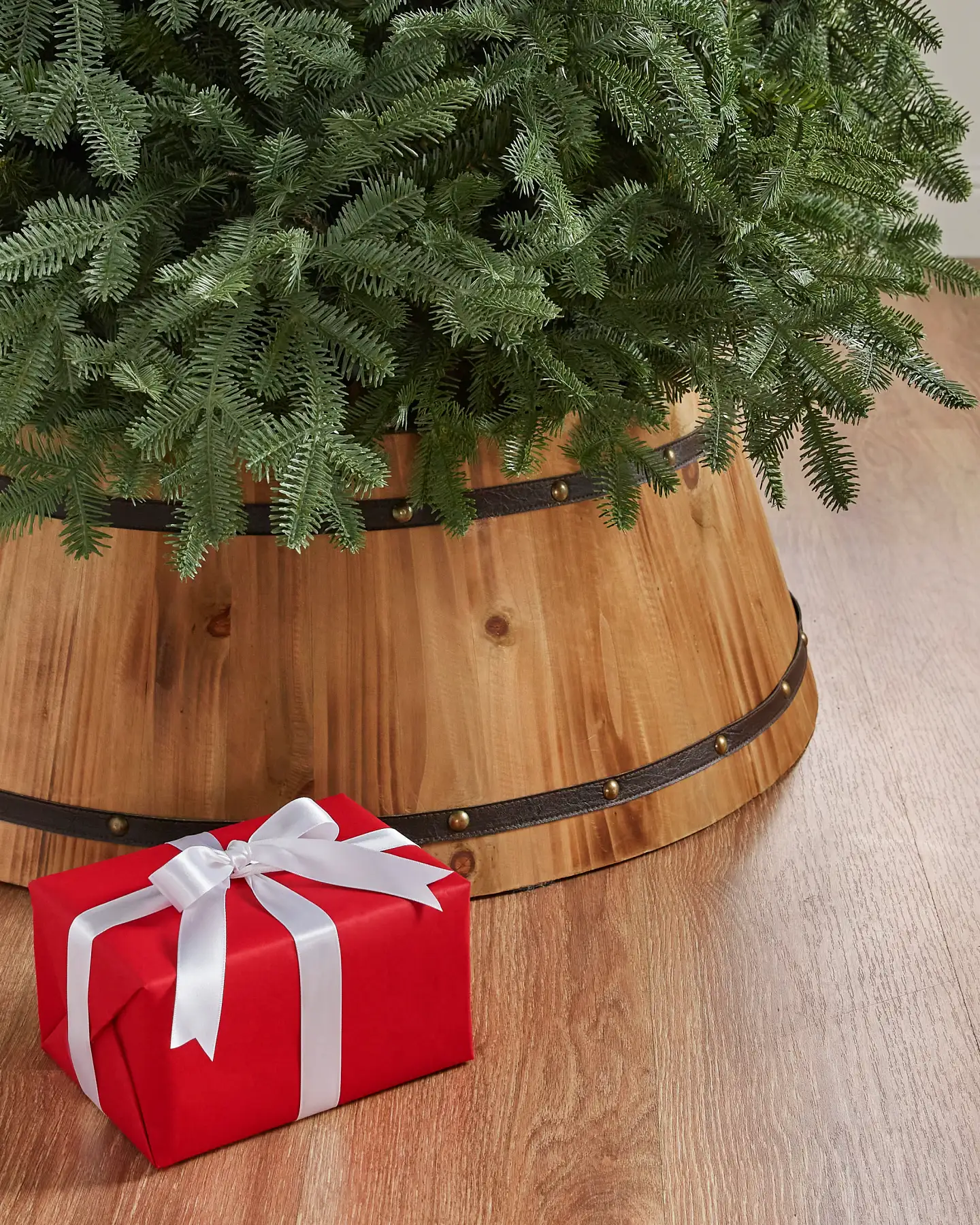 Wood Tree Collar Crate And Barrel Tree Skirt Modern Wood Tree Collar