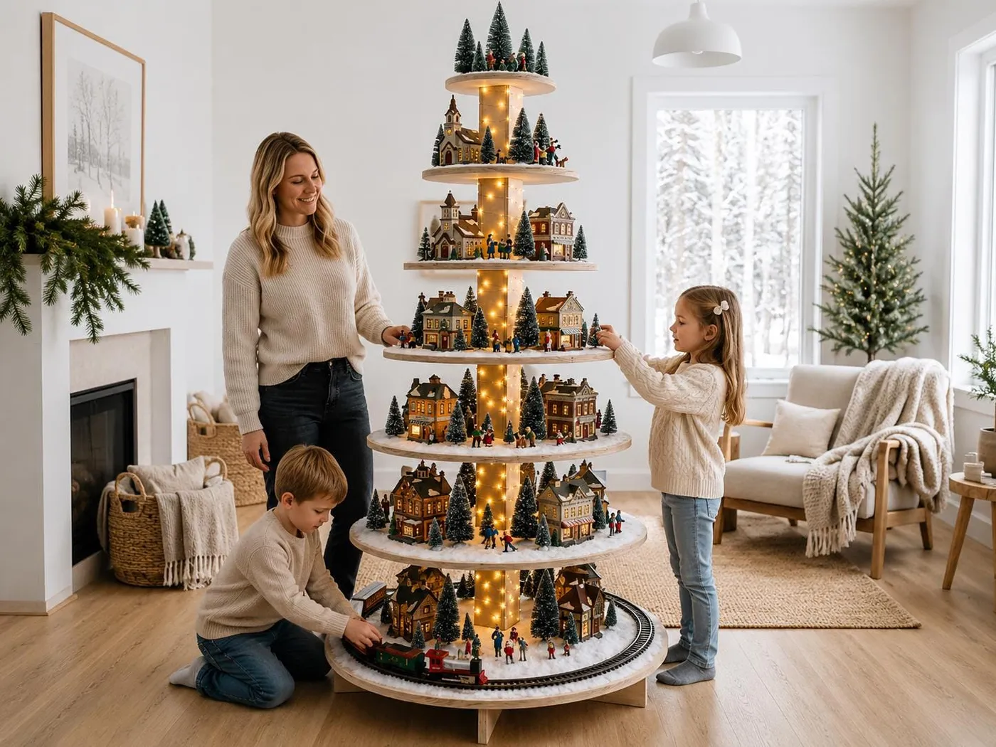 Wooden Christmas Village Display Wooden Christmas Tree