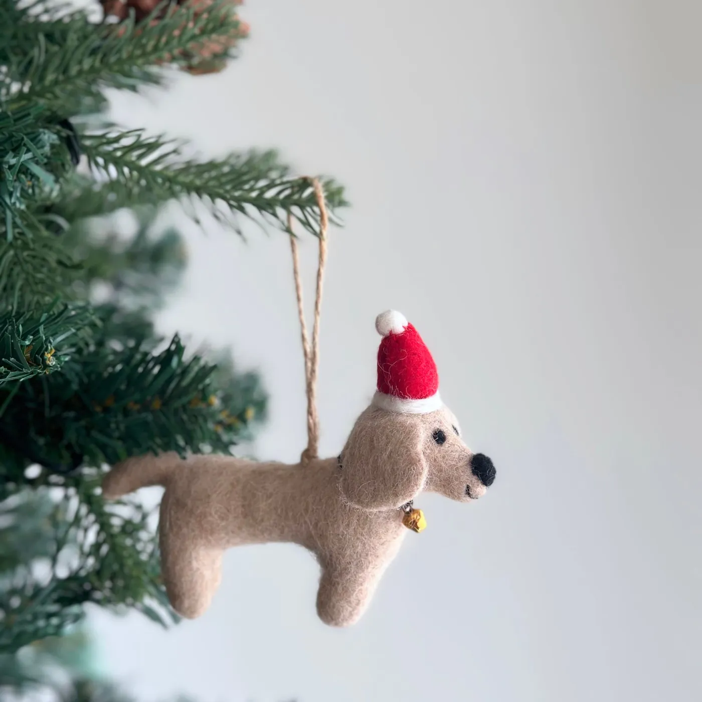 Wool Felt Christmas Ornament - Dachshund Dog | Ganapati Crafts Co.