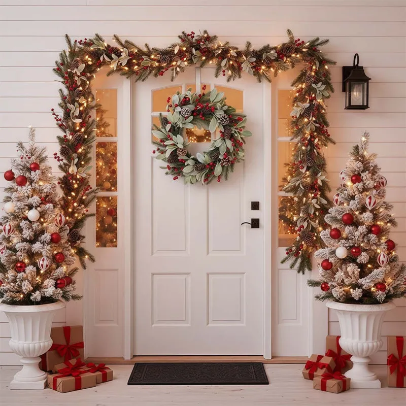 Wreath Christmas Door Decor Seasonal Wall Décor Christmas Wreath With Gold  Pine Cones, Holiday Front Door