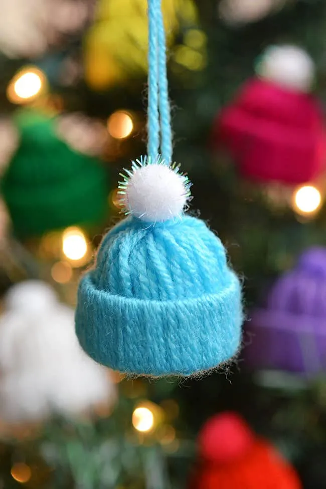 Yarn Hat Ornaments - One Little Project