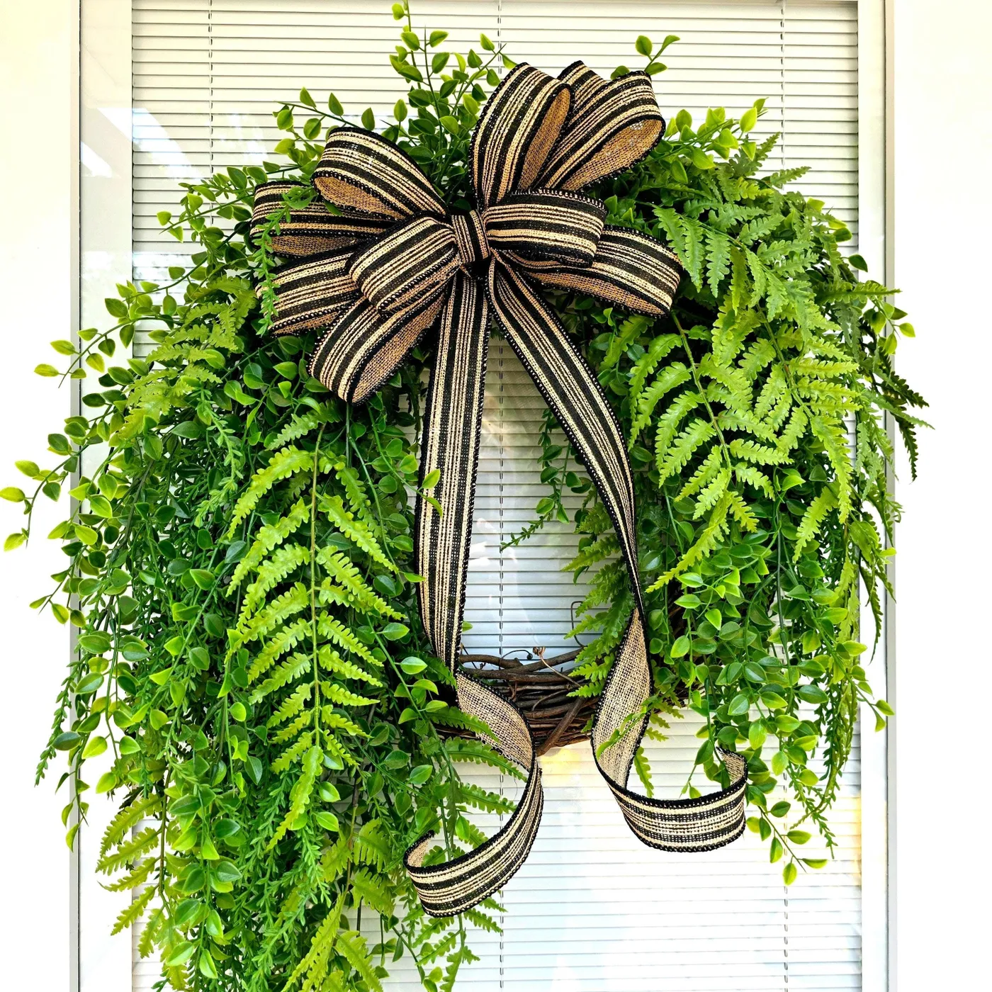 Year Round Wreath For Front Door Double Door Wreaths Indoor Outdoor Spring  Summer Fall Winter Decor Fern Greenery Decoration Large Home Gift
