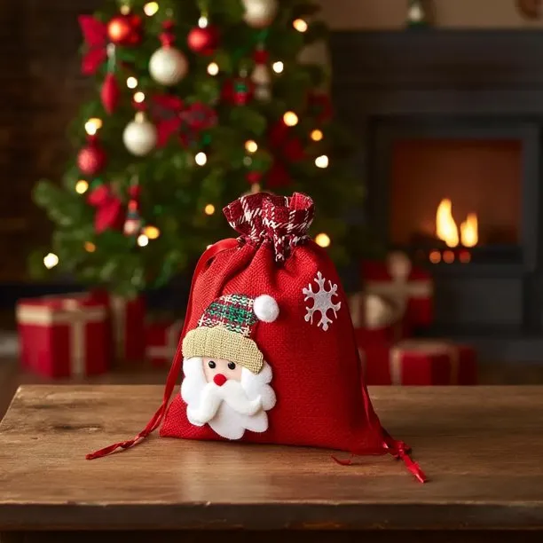 Zenithome Christmas Gift Bag Sturdy Soft Vibrant Red Durable Deform Resist  Santa Elk Styles for Xmas Eve Apples Family Gathering Office Celebration In  7.08In X 5.70In - Walmart.ca