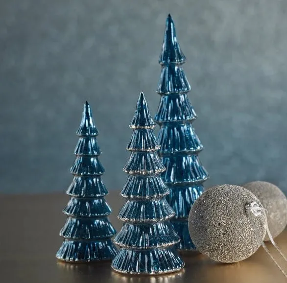 Zodax Verbier LED Glass Tree Blue with Silver Trim - Designer's Studio