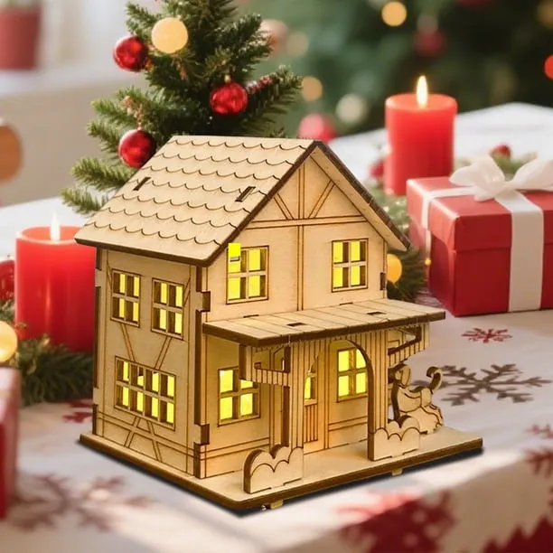 ZZkhGO Light-Up Wooden Christmas Village, Handmade Craft Houses for Decor,  DIY Holiday Village Display - Walmart.ca